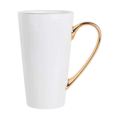 Krus Latte 450 ml med guldkant og hank til sublimering