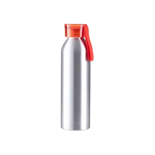 Alumīnija sporta pudele 650ml sudraba krāsā ar sarkanu vāciņu un sublimācijas svītru