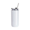 Mug en acier inoxydable de 500 ml avec couvercle et paille pour sublimation - blanc