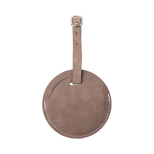 Leather luggage tag for sublimation - gray circle