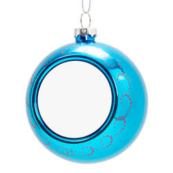 Christmas tree bauble Ø 8 cm for sublimation - blue - red floral