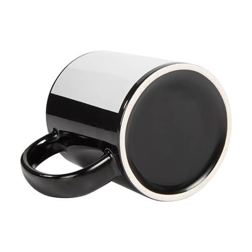Mug noir 330 ml avec un cadre blanc pour sublimation