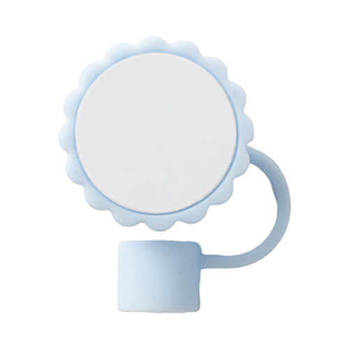 Ø 0,8 cm silikona salmiņa vāciņš sublimācijai - zils zieds 