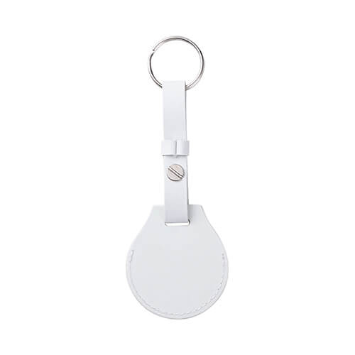 Leather key ring with belt / AirTag case for sublimation - white
