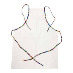 Kuhinjska pregača za printanje - bijela sa šarenim rubom - bijelo slavensko cvijeće