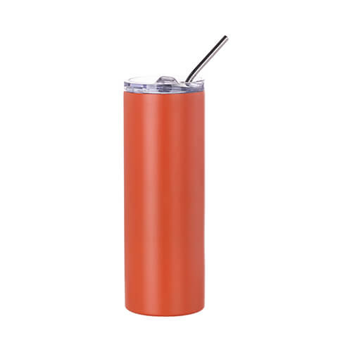 Mok 600 ml met rietje voor sublimatie - mat oranje