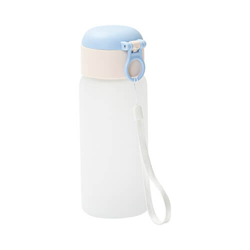 Sticluță pentru copii 450 ml cu pai din silicon pentru sublimare - albastru