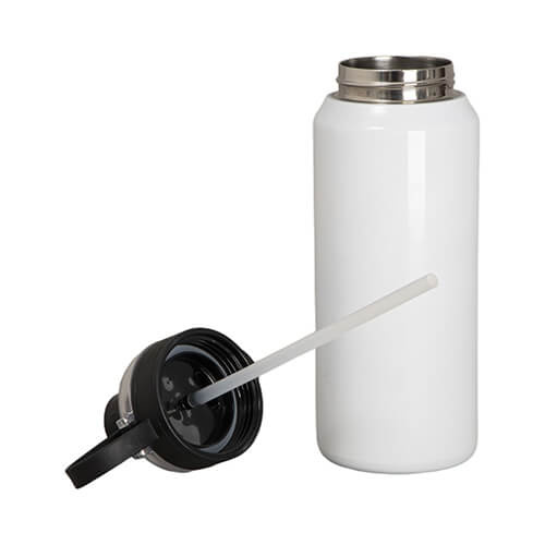 Flaska 960 ml i rostfritt stål med svart lock för sublimering