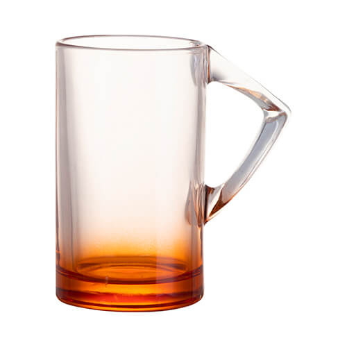 400 ml stikla trauks ar trīsstūrveida rokturi sublimācijai - oranžs dibens