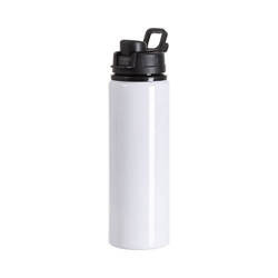 Botella de agua de aluminio de 750 ml con tapa de plástico con asa de sublimación - blanco