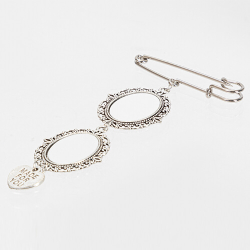 Broche ovale double - épingle à nourrice avec pendentif en forme de coeur pour sublimation