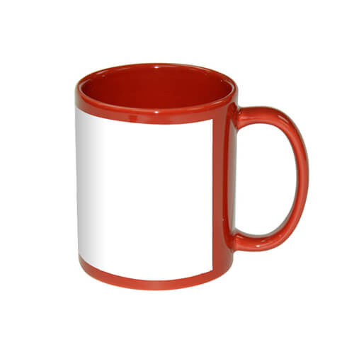 Mug 330 ml rouge avec patch blanc Sublimation Transfert Thermique