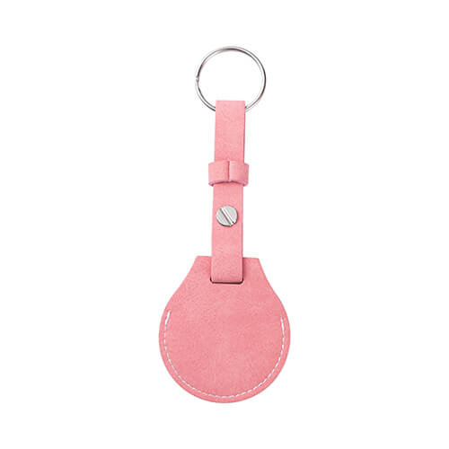 Brelok skórzany z paskiem / etui na AirTag do sublimacji - różowy