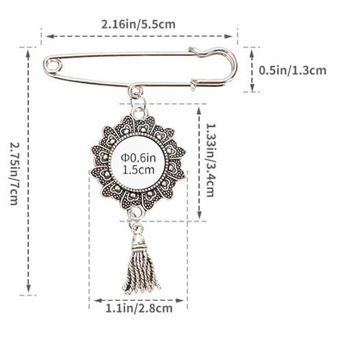 Ronde broche - veiligheidsspeld met kwastje voor sublimatie