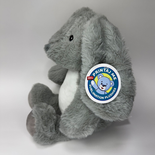 Lapin 25 cm pour impression par sublimation - gris