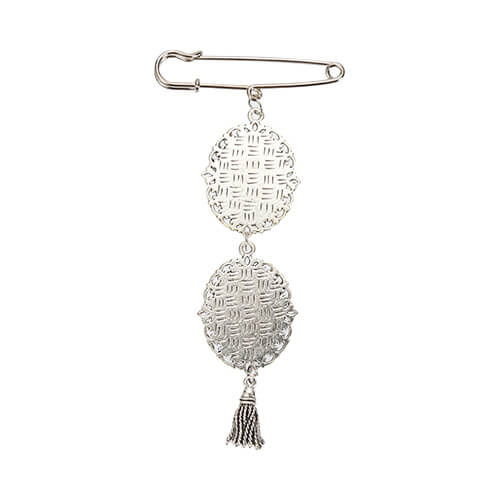 Broche oval doble - imperdible con colgante de borla para sublimación