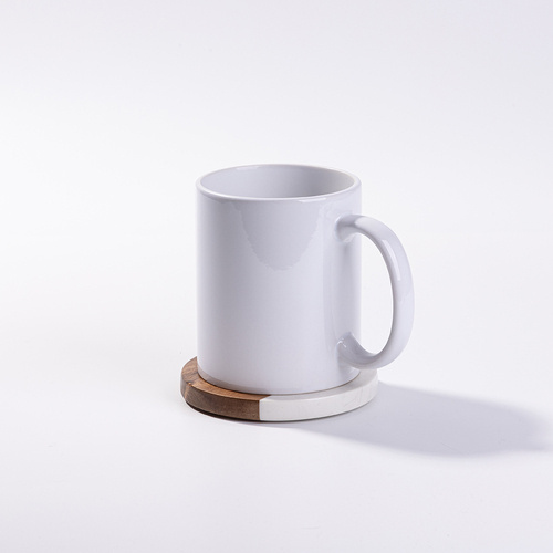 Lot de 4 dessous de verre ronds en marbre et bois à graver