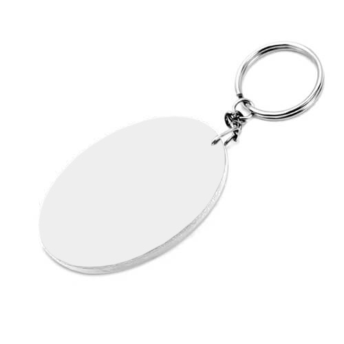 Plastist ovaalne võtmehoidja 68 x 48 mm valge sublimatsioonitehnoloogiline termotransfeer