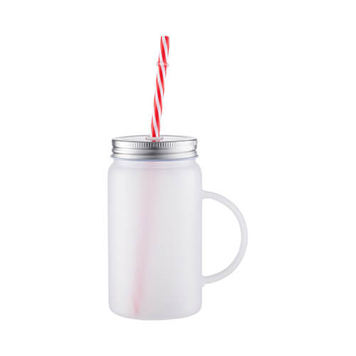Hrnček Mason Jar 500 ml so slamkou na sublimáciu - matné sklo