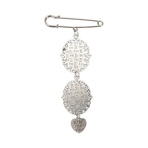 Broche oval doble - imperdible con colgante en forma de corazón para sublimación