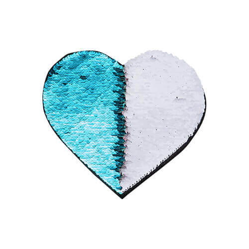 Kétszínű flitterek szublimációs és textil alkalmazásokhoz - kék szív 22 x 19,5 cm