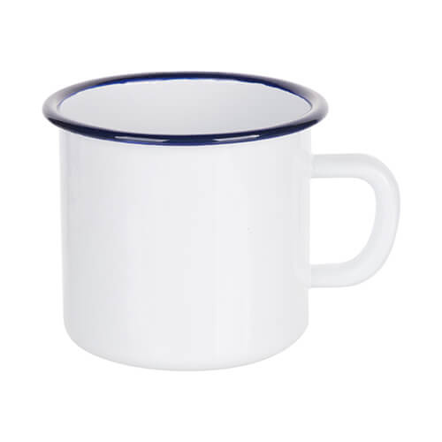 Emaljekrus 500 ml med marineblå kant Sublimering med termisk overførsel