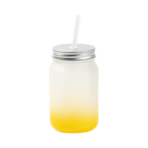 Mug Mason Jar 450 ml frosted without a handle for sublimation - Yellow gradient