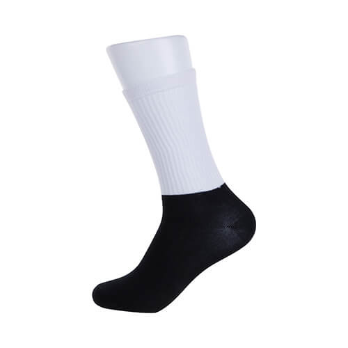 Sports socks with a black sublimation foot