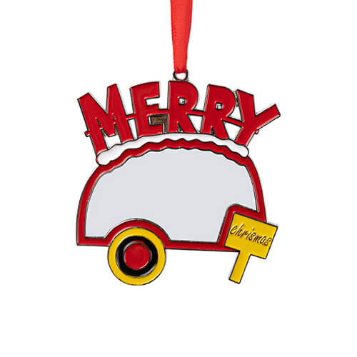 Metalen kerstboomlabel voor sublimatie - Camping Merry Christmas
