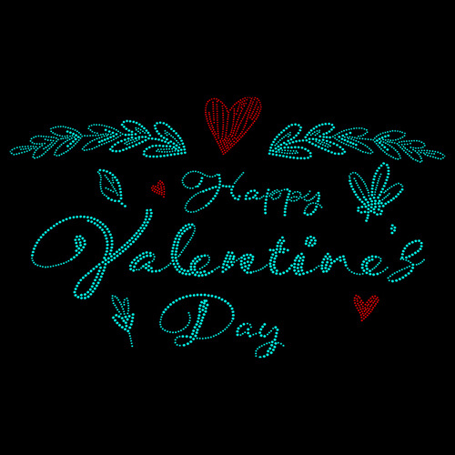 Stort ark med cubic zirconia för termisk överföring - Happy Valentine's Day