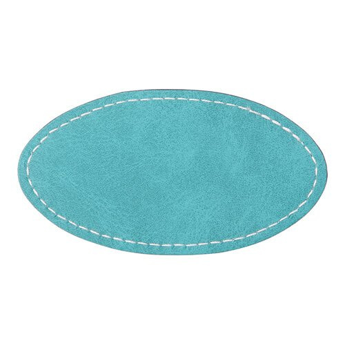 Ovális bőr jelvény 8,2 x 4,4 cm szublimációs felirathoz - zöld