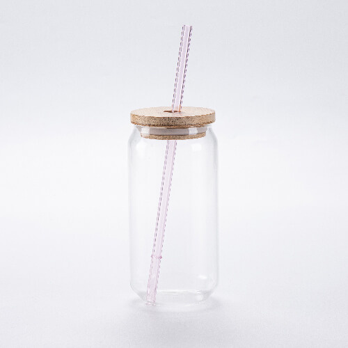 Lige glassugerør 23 cm - pink