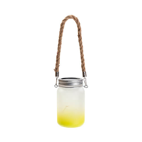 Lanterne 450 ml avec anse en ficelle - dégradé citron vert