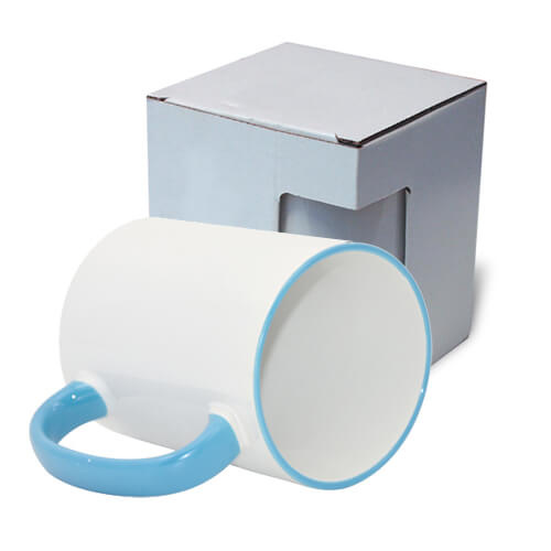 Mug MAX A+ 450 ml with light blue handle with box KAR5 Sublimation Thermal Transfer