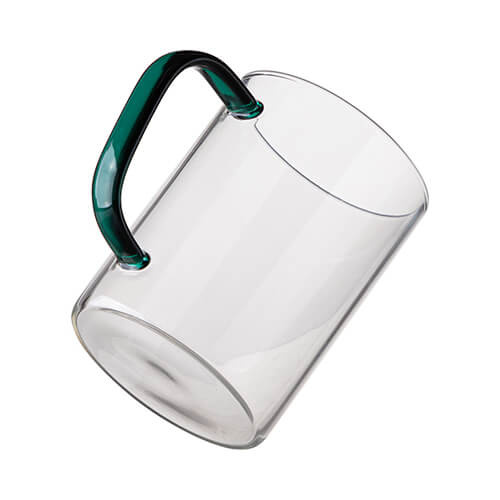Vaso de 450 ml con mango verde para sublimación