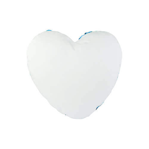 Taie sous forme de cœur 39 x 44 cm avec paillettes bicolores sublimable - bleu ciel