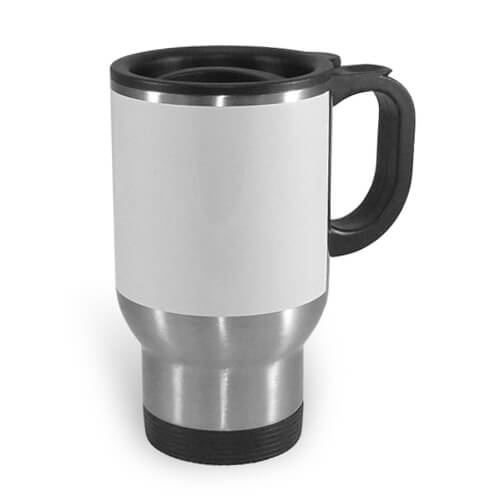 Mug isotherme 450 ml argenté avec patch blanc Sublimation Transfert Thermique