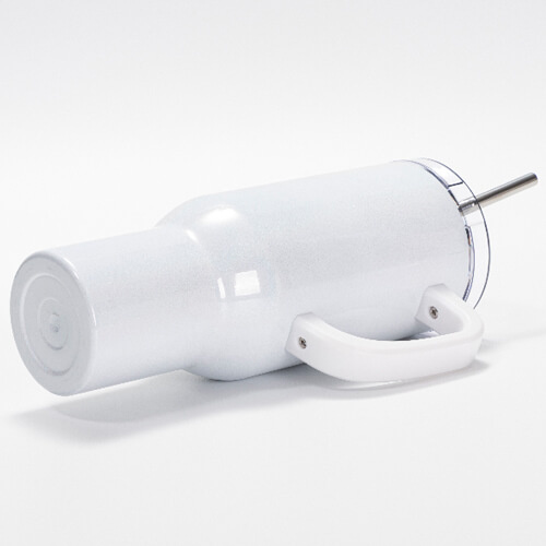 Mug en acier inoxydable 1200 ml avec couvercle et paille pour sublimation - blanc irisé