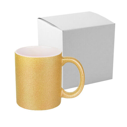Kruus 330 ml glitteriga sublimatsiooni jaoks koos pappkarbiga - kuldne