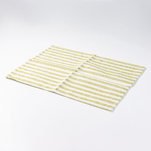 Lininis staltiesė 50 x 35,5 cm kreminės spalvos su šviesiai žaliomis juostelėmis, skirta sublimacijai