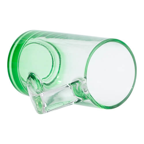 Canistră din sticlă de 400 ml cu mâner triunghiular pentru sublimare - bază verde