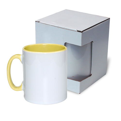 Mug 300 ml FUNNY jaune avec boîte Sublimation Transfert Thermique