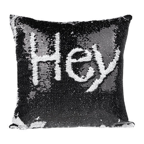 Funda de almohada de 40 x 40 cm con lentejuelas bicolor para impresión por sublimación - negro