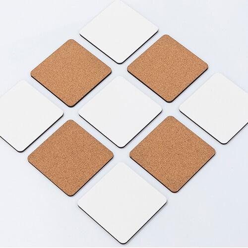 Almohadilla para tazas de cartón duro y corcho para sublimación - 9,5 x 9,5 cm