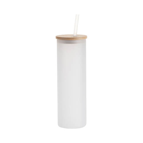 600 ml matēta krūze ar bambusa vāku un salmiņu sublimācijai