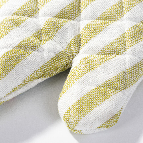 Manopla de horno termoaislante para sublimación - crema con rayas verde claro