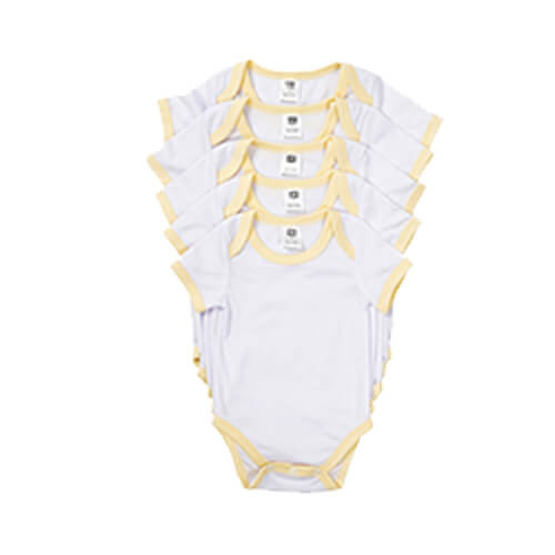 Body infantil con mangas cortas para sublimación - ribete amarillo