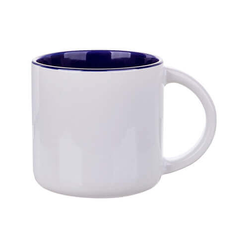 Mug blanc 400 ml avec intérieur bleu marine pour sublimation