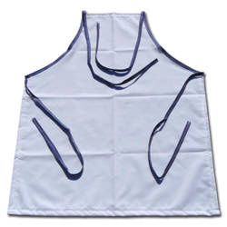 Kuhinjski predpasnik s fotografijo Premium z mornarsko modro obrobo z belimi pikami Sublimacijski toplotni prenos