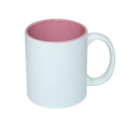 Mug blanc JS Coating 330 ml avec intérieur rose Sublimation Transfert Thermique